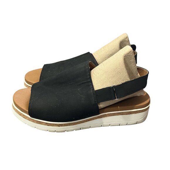 Adrienne Vittadini Sport Black Slingback Sandals Comfortable Platform Sole Styli - Picture 1 of 7